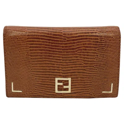 Pre-owned Fendi Tan Lizard Wallet In Brown