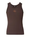 Fendi Stretch Ribbed Nylon Tank Top In Brown