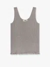 Fendi Roma Ribbed Cotton Tank Top In Grey