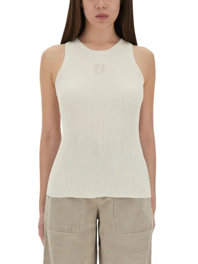 Fendi Tank Top With Logo In Neutral