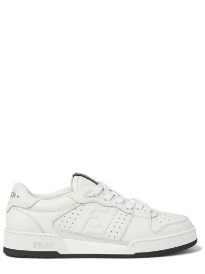 Fendi Tape Ribbon Leather Sneakers For Women With Embossed Ff Logo In Multi