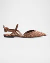 Fendi Tapestry Colibri Lite Slingback Flats In Brown