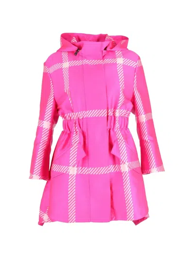 Pre-owned Fendi Tartan-pattern Hood Raincoat In Pink