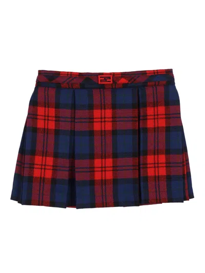 Fendi Kids' Tartan Skirt In Multi