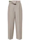 Fendi High-waisted Pleated Front Trousers With Side Pockets In Taupe