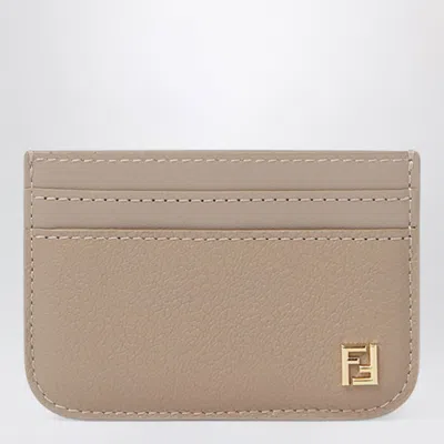 Fendi Taupe Leather Mini Card Case In Beige