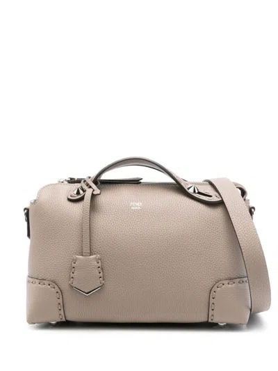 Fendi Taupe Tote Handbag For Women In Burgundy