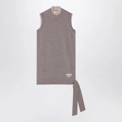 Fendi Taupe Wool And Cashmere Dress Women In Brown