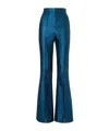 Fendi Satin Pleated Trousers Featuring Pockets In Blue