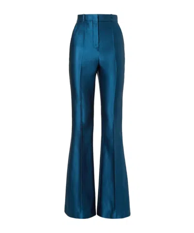 Fendi Teal Blue Duchess Satin Pants