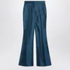 Fendi Teal Blue Duchess Satin Trousers Women In Blue