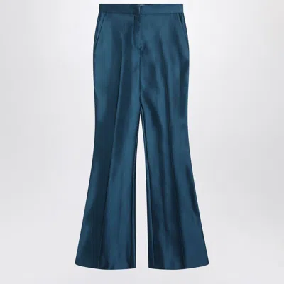 FENDI FENDI TEAL BLUE DUCHESS SATIN TROUSERS