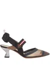 Fendi Tech Mesh Hummingbird Slingbacks Shoes In Blue