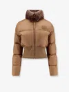 Fendi Technical Fabric And Shearling Down Jacket In Brown