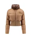 Fendi Short Padded Down Jacket With Shearling Collar Clothing In Brown