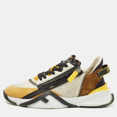 Pre-owned Fendi Technical Flow Size 38 Multicolor Net And Suede Low Top Sneakers