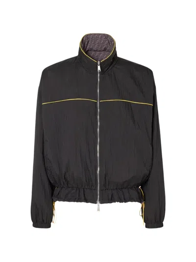 Fendi Reversible Windbreaker Puffer Jackets Multicolor In Black