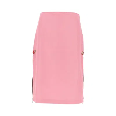Fendi Women Pink Pencil Midi Skirt With Elastic Waistband On The Back In Viscose Woman