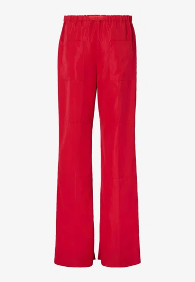 Fendi Technical Viscose Straight-leg Pants In Red