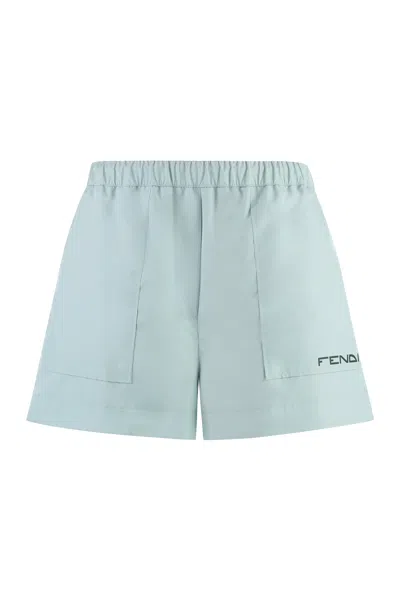 Fendi Techno Fabric With Zip Pockets Shorts In Blue