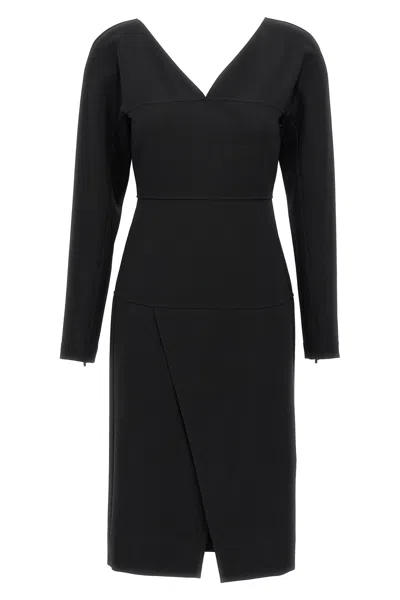 fendi dress bodycon Beige Viscose High Collar Dress - Fendi - Women