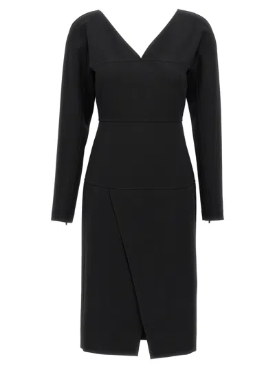Fendi Jersey Dress With Waist Detail And Slit In Black