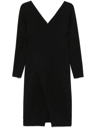 Fendi Long-sleeve Midi Dress In Black