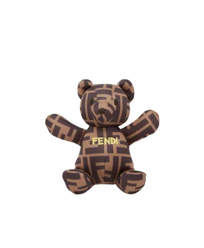Fendi Teddy Bear Brooch In Brown