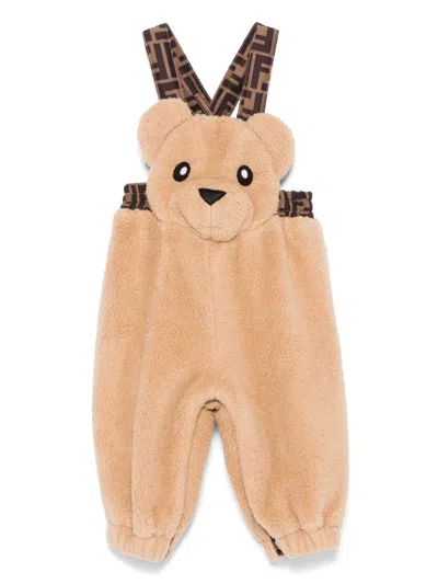 Fendi Babies' Teddy-bear Dungarees In Neutral