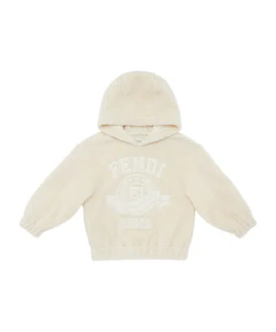 Fendi Teddy Bear Hooded Hoodie In Light Brown