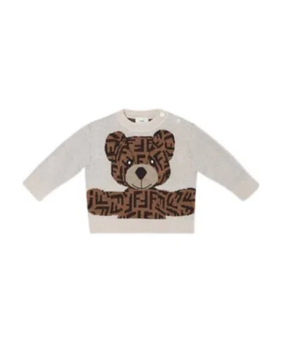 Fendi Teddy Bear Monogram-print Jumper In White