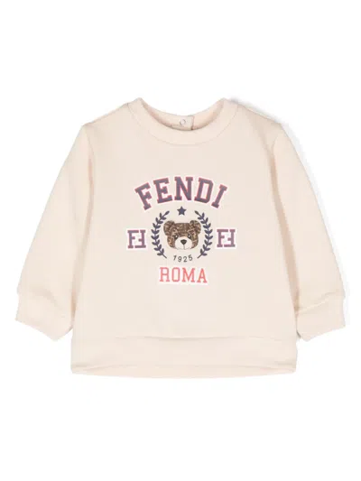 Fendi Babies' Teddy Bear-motif Sweatshirt In Neutrals