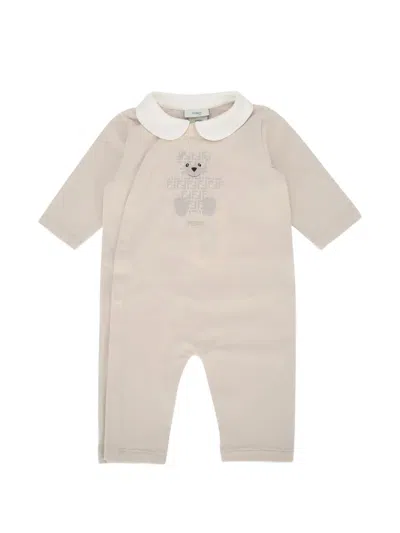 Fendi Teddy Bear-print Babygrow Set In Neutral