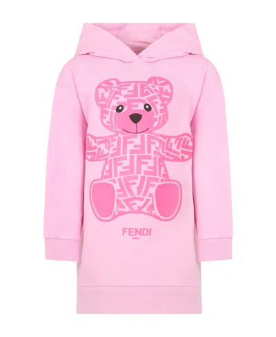 Fendi Teddy Bear-print Cotton Dress In Pink