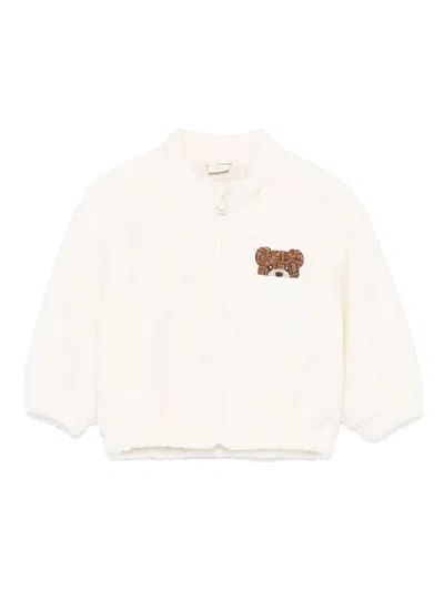 Fendi Babies' Teddy-embroidered Jacket In Neutral