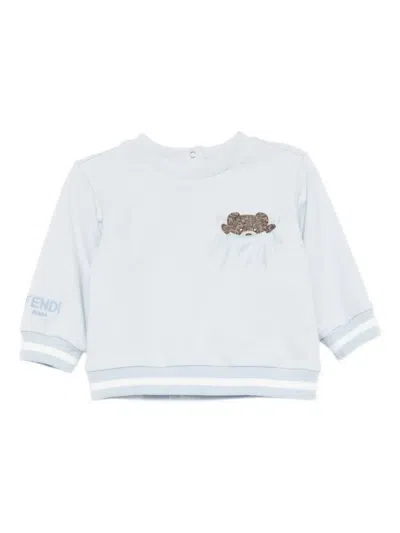 Fendi Babies' Teddy-pocket Sweatshirt In Blue
