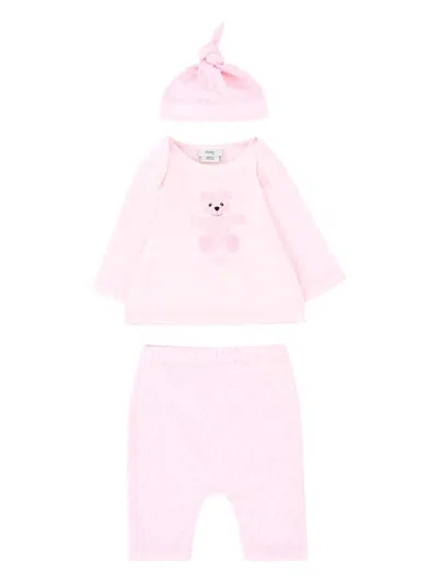 Fendi Babies' Teddy-print Ff-pattern Tracksuit In Pink