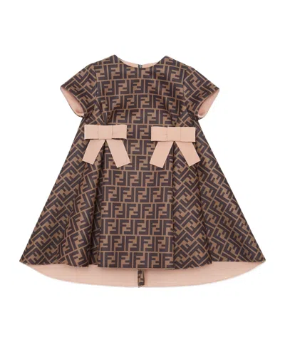 Fendi Teen Ff-logo Dress In Brown