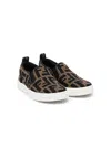 Fendi Teen Ff-print Slip-on Sneakers In Brown