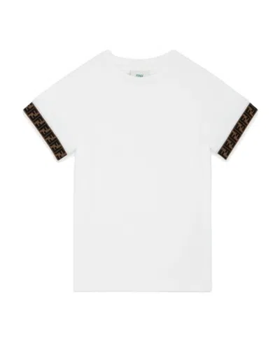 Fendi Teen Ff-trim Short-sleeve T-shirt In White