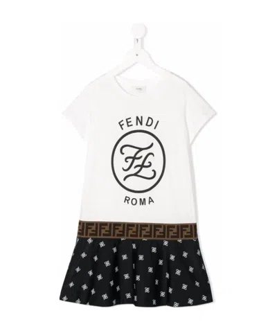 Fendi Teen Logo Printed T-shirt Dress In White