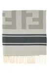 Fendi Men Embroidered Cotton Blend Beach Towel