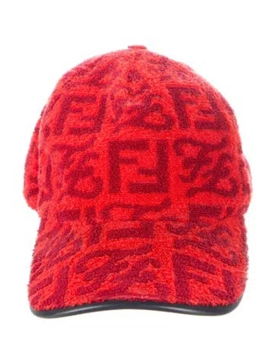 Pre-owned Fendi Terry Cloth Baseball Cap In Red