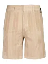 Fendi Terry Ff-jacquard Stripe Shorts In Neutral