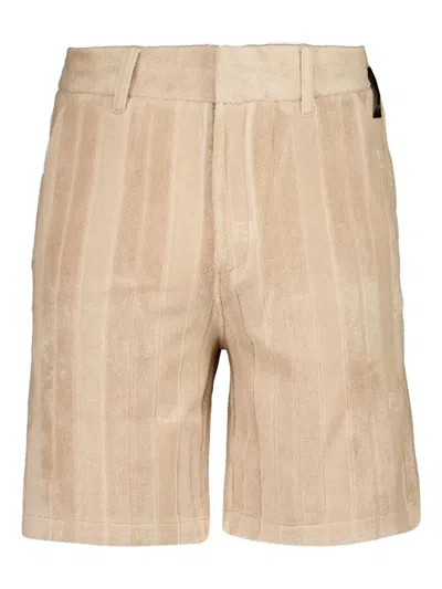 FENDI TERRY FF-JACQUARD STRIPE SHORTS