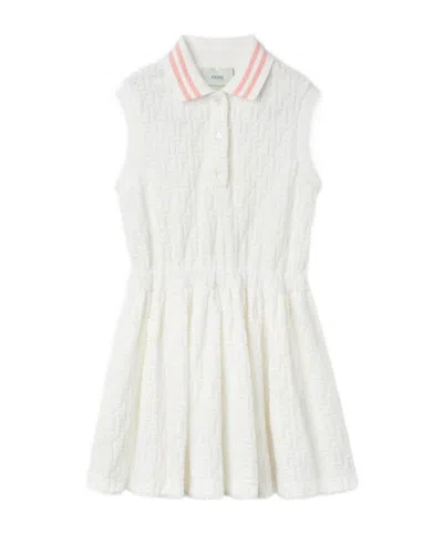 Fendi Terry Junior Dress With Logo In White
