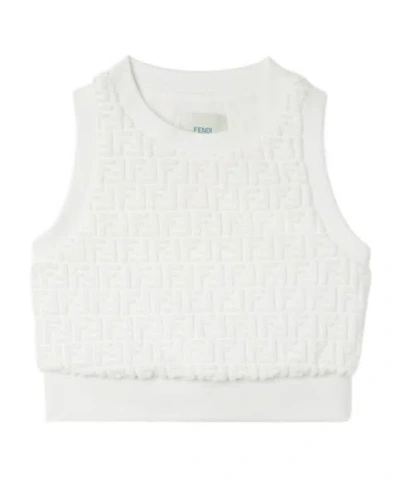 Fendi Terry Junior Top With Logo In White