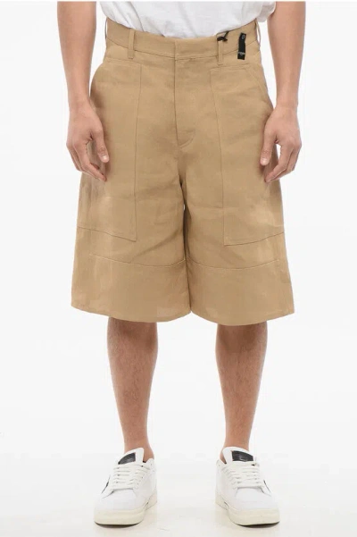 FENDI TEXTILE PAPER SHORTS WITH BELT LOOPS