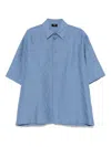 Fendi Light Blue Ff Jacquard Linen Shirt Men In Blue