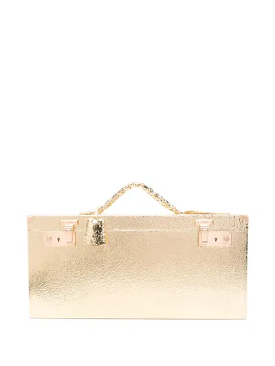Pre-owned Fendi Textured-leather Vanity Case. Bag In Gold